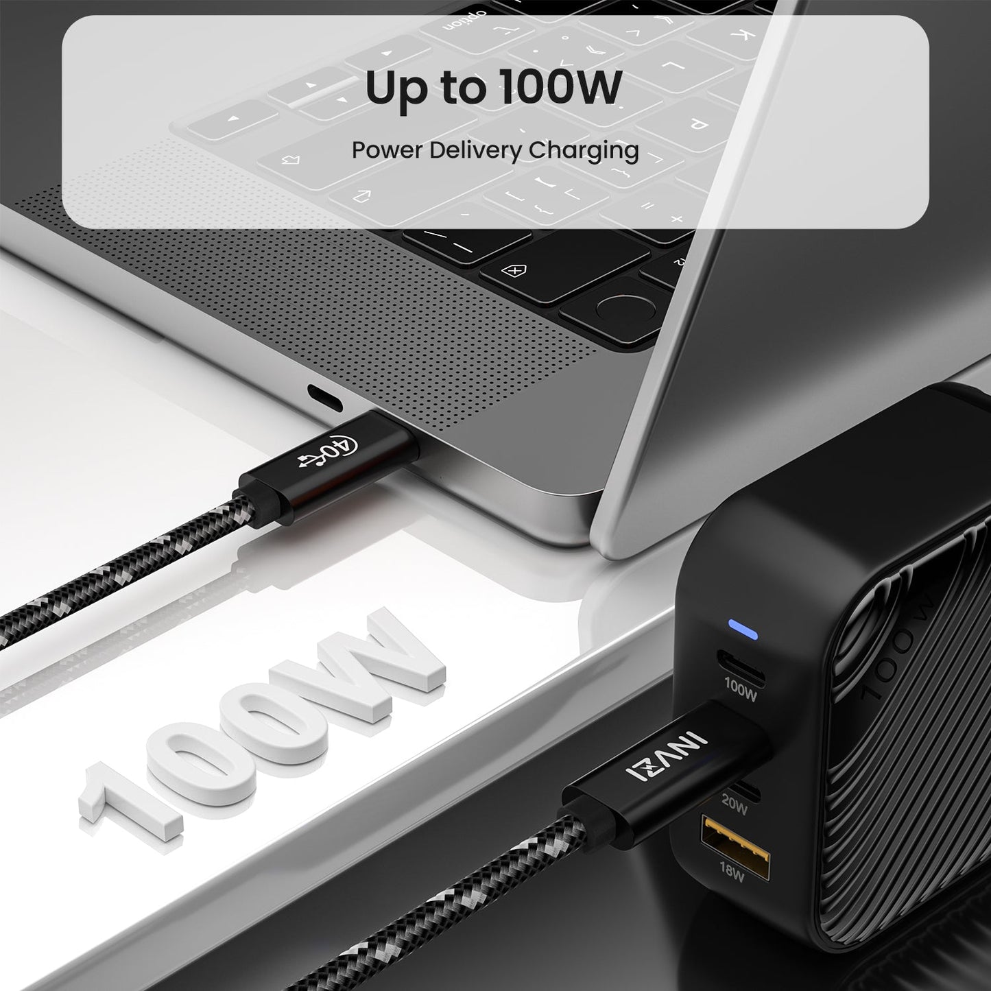 INVZI 240W/40Gbps/8K EPR PD3.1 USB4 Gen3 USB-C Cable