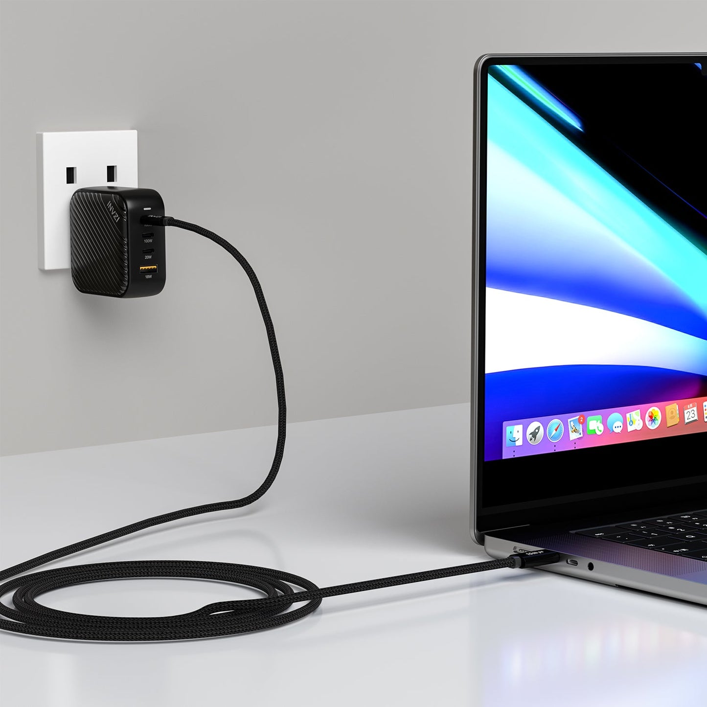 INVZI 100W/10Gbps USB 3.2 Gen2 USB-C to USB-C Cable (2m)