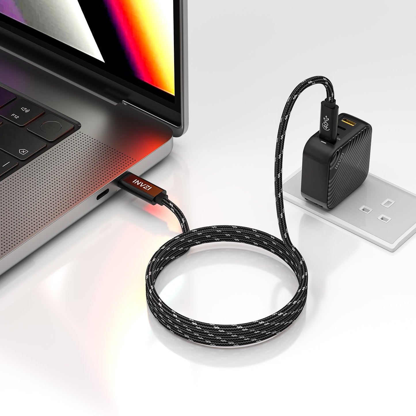 INVZI 240W/40Gbps/8K EPR PD3.1 USB4 Gen3 USB-C Cable