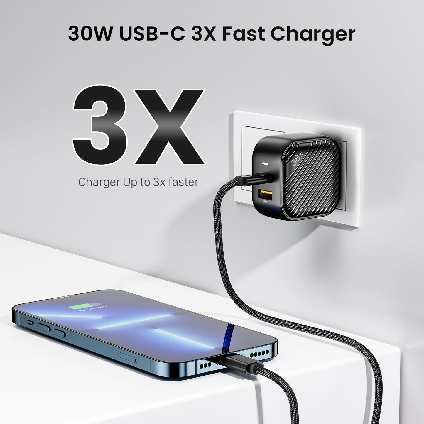 INVZI 38W Dual Port USB-C Fast Charger Adaptor