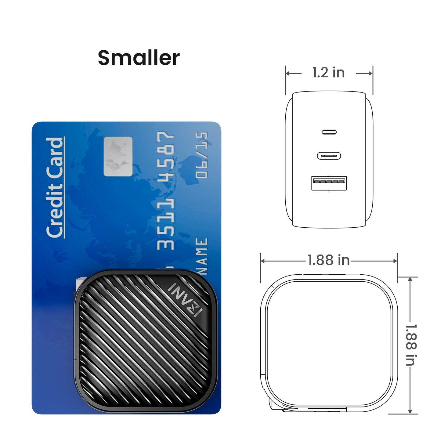 INVZI 38W Dual Port USB-C Fast Charger Adaptor