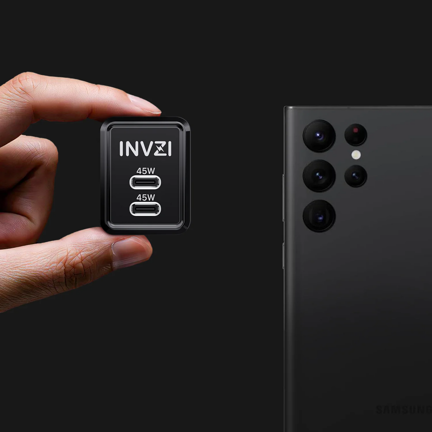 INVZI 45W Dual USB-C Port Charger Adaptor
