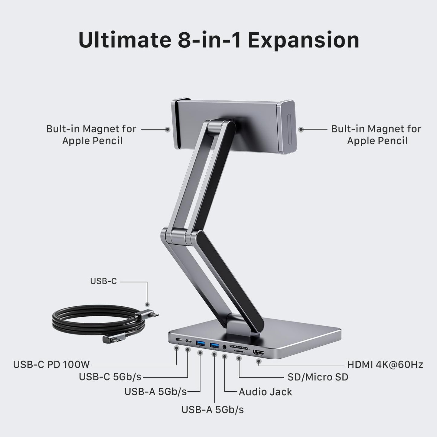 MagHub 8-in-1 Docking Station for iPad Pro and Android Tablets